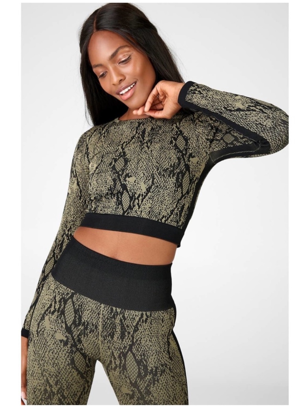 Snake skin Kamila seamless long sleeve crop top by Fabletics